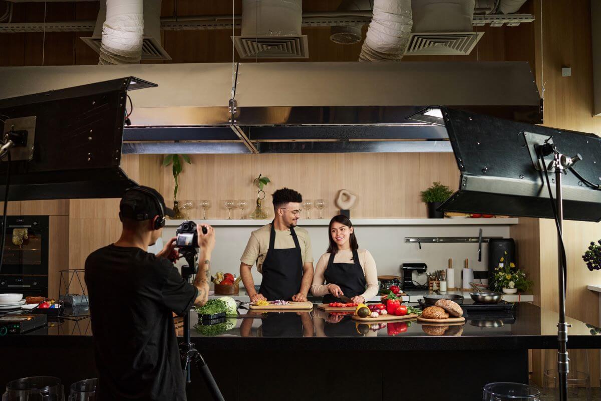 2 Actors Filming A Cooking Commercial