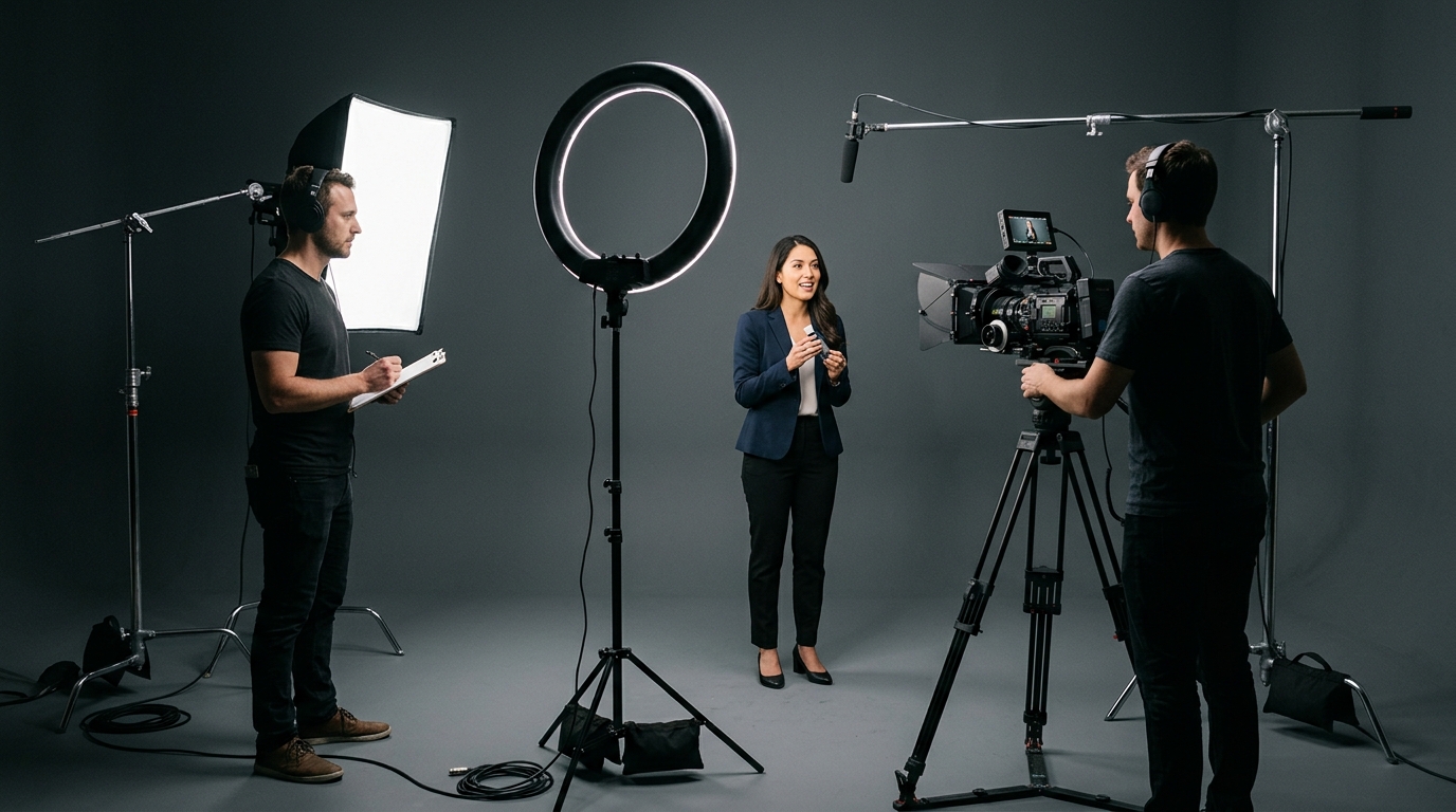 promotional video production company crew filming professional branded content on set