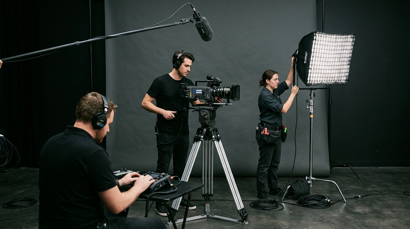 professional video production for nonprofits crew setting up studio equipment