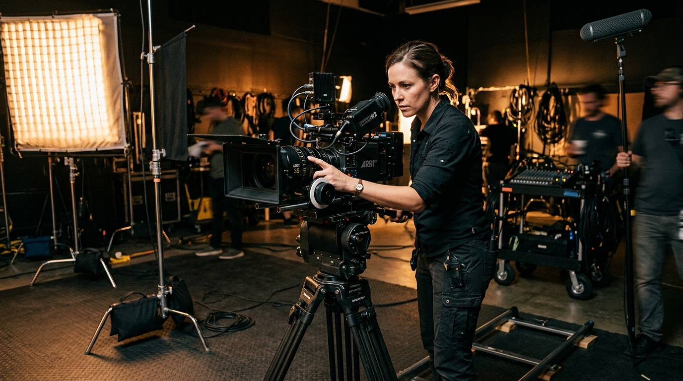 Professional camera operator on video production for small business set — Pretzel Logic Productions