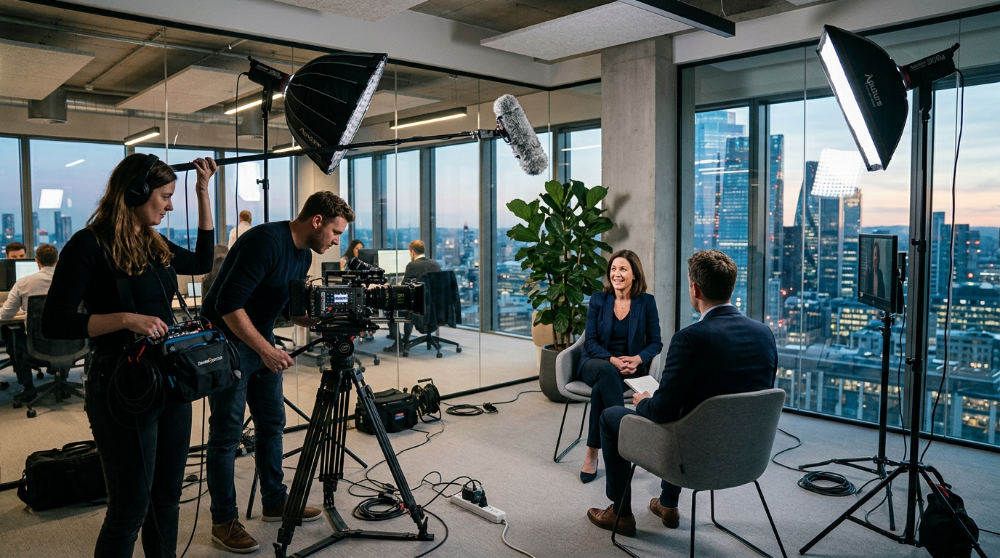 Commercial filming services being executed with high-level technical precision for a corporate client.