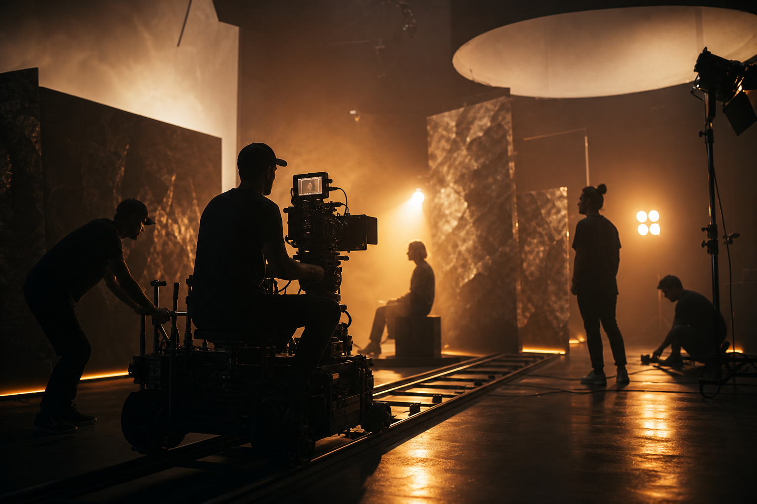 tv commercial production company Pretzel Logic Productions cinematic set with crew and camera