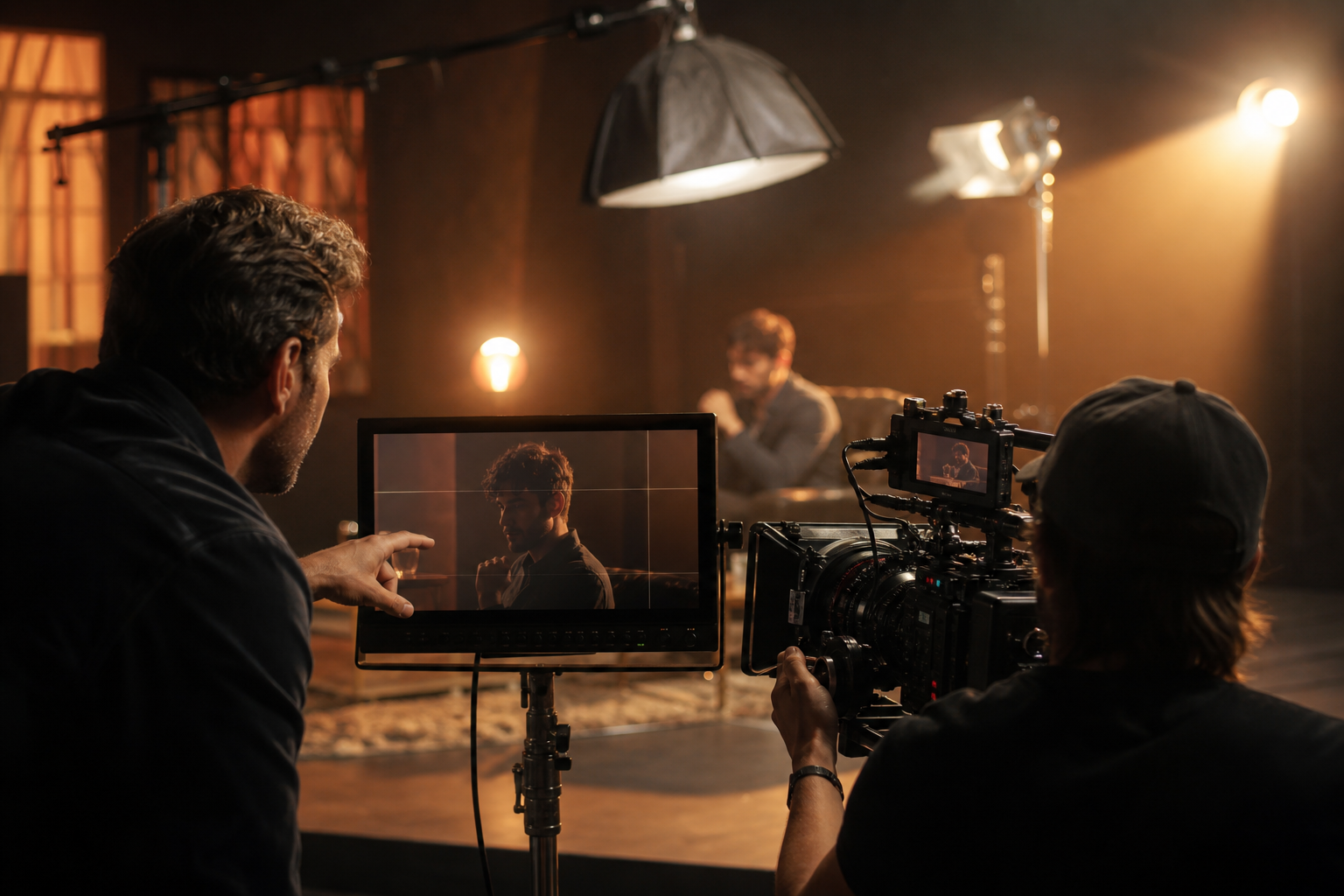 how to hire a video production company — professional video production crew on a commercial shoot — Pretzel Logic Productions