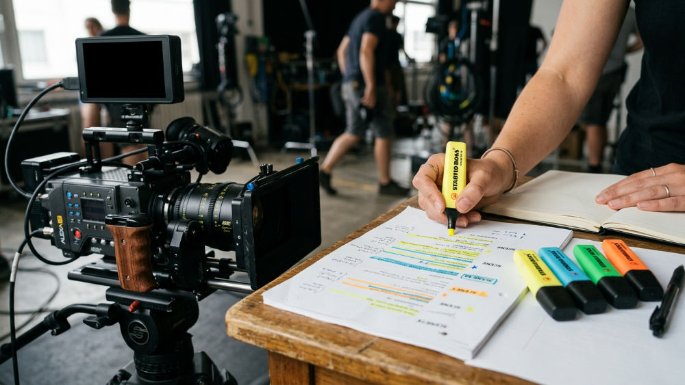 Detailed script breakdown process during pre production planning.