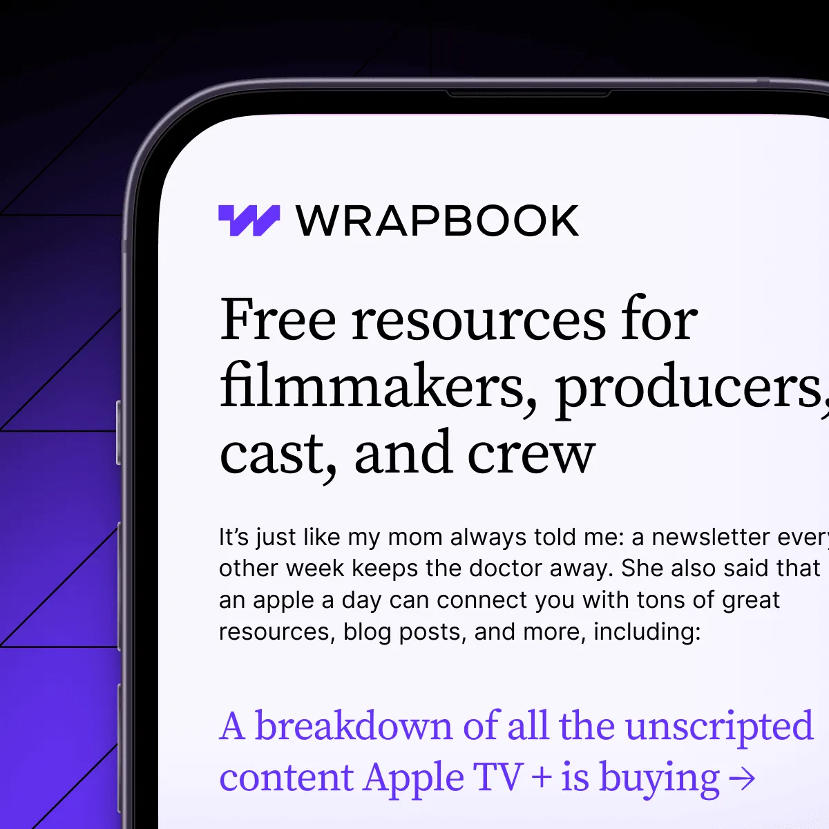 two phone displaying wrapbook's newsletter
