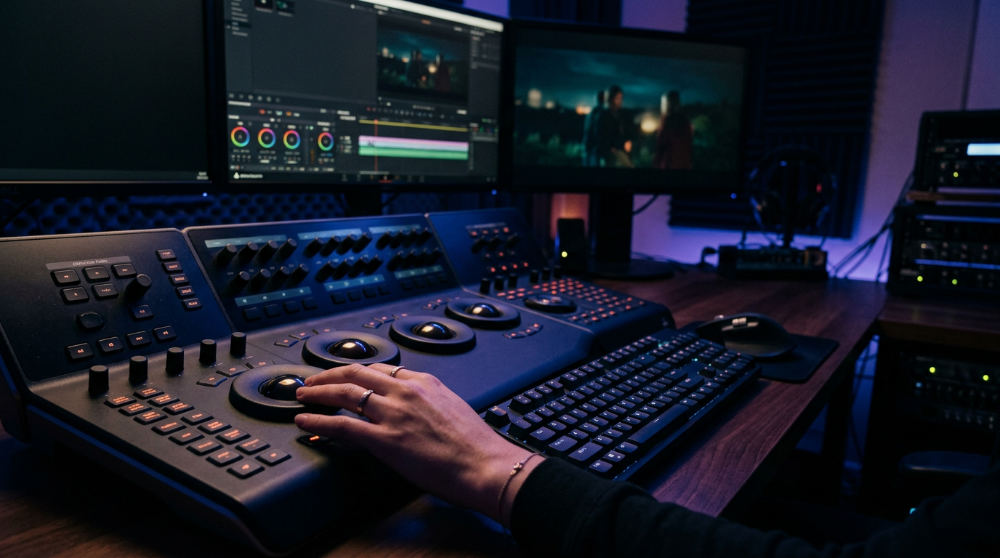 Professional video editing hardware used for post-production.