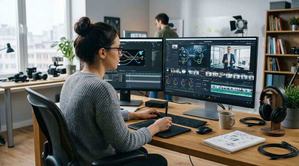 Motion graphics integration in editing and post production