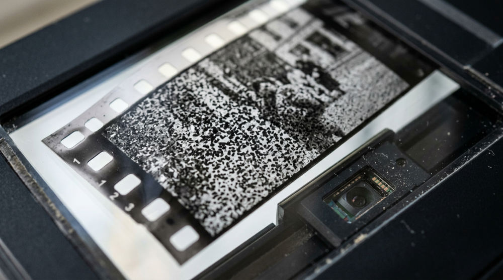 Close up of physical film grain structure.