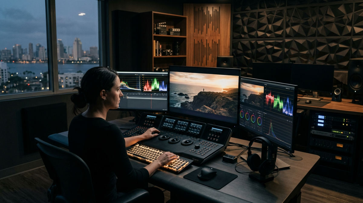 Professional post production house near me color grading suite