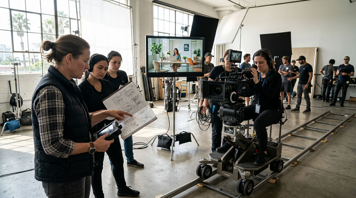 Professional pre production and post production workflow in a film studio