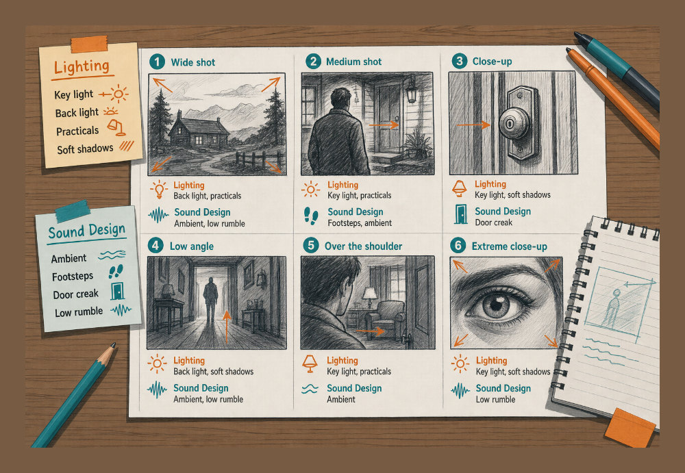 Detailed storyboard planning during the pre-production phase